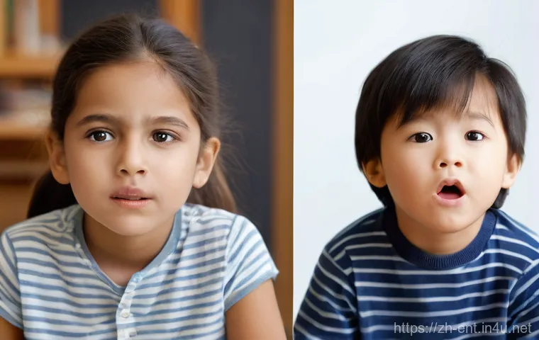 편도선 비대와 아데노이드의 차이 - **Prompt 1: Contrasting Healthy Breathing with Early "Adenoid Facies"**
    "A split image showing t...