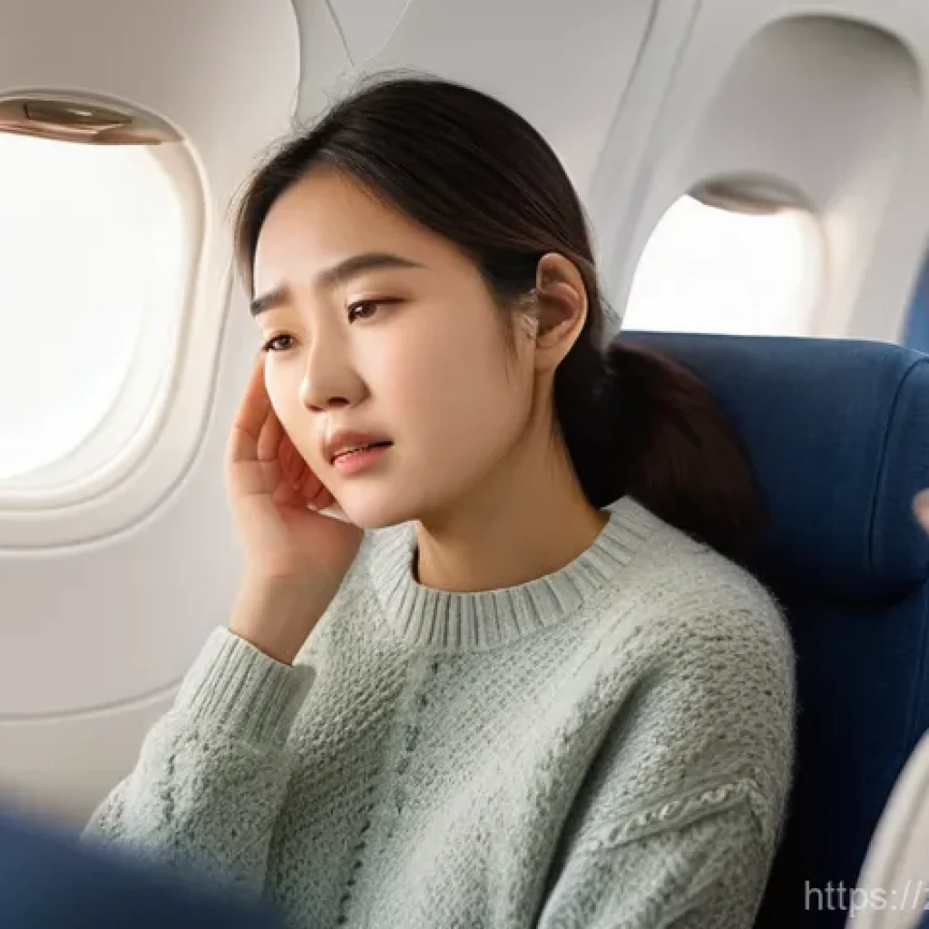 귀 먹먹함 원인과 병원 방문 시점 - **Prompt: Relieving Ear Pressure Discomfort**
"A candid, natural light photograph of a young Eas...