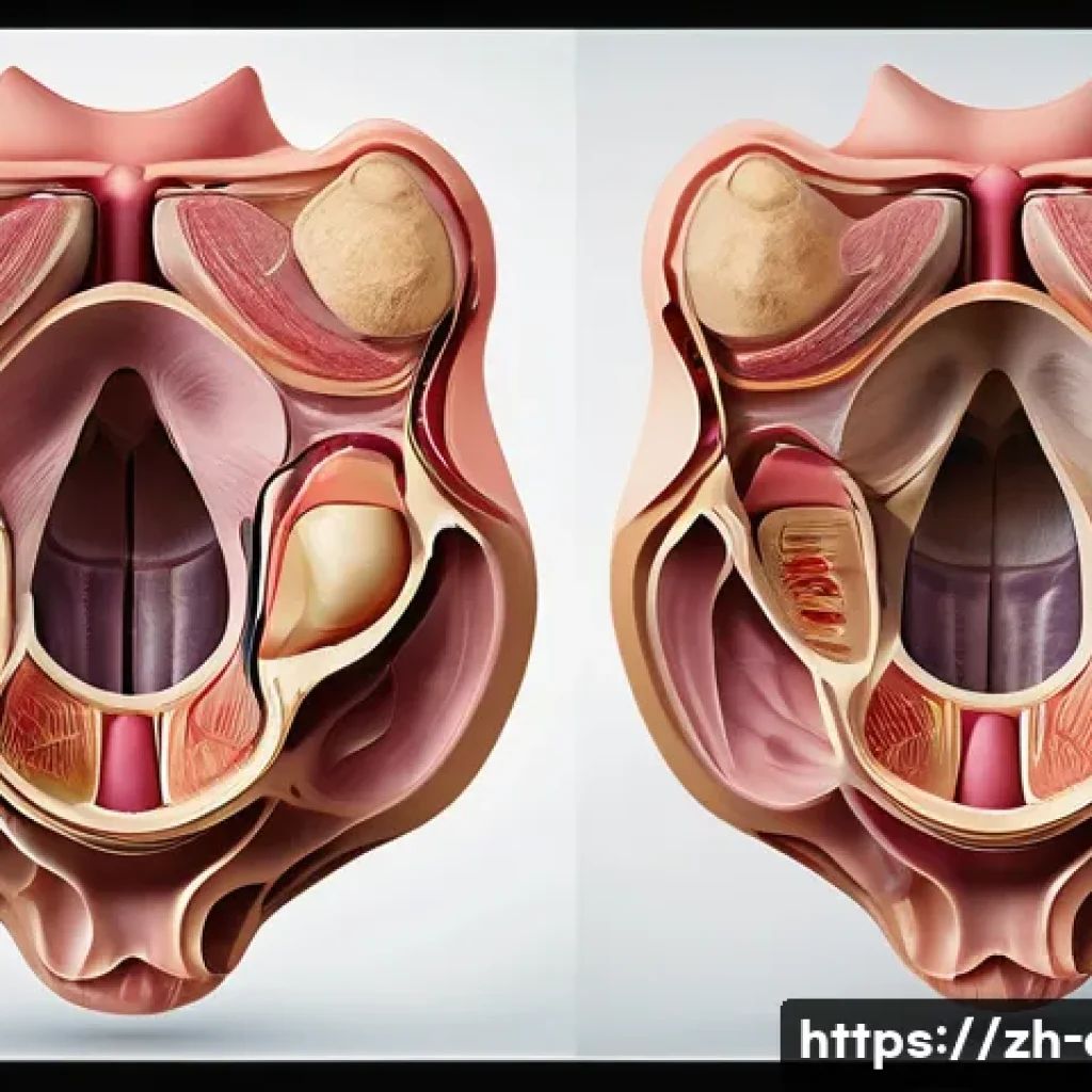 성대 결절과 폴립의 차이점 - A detailed medical illustration of human vocal cords showing bilateral symmetrical nodules typical o...