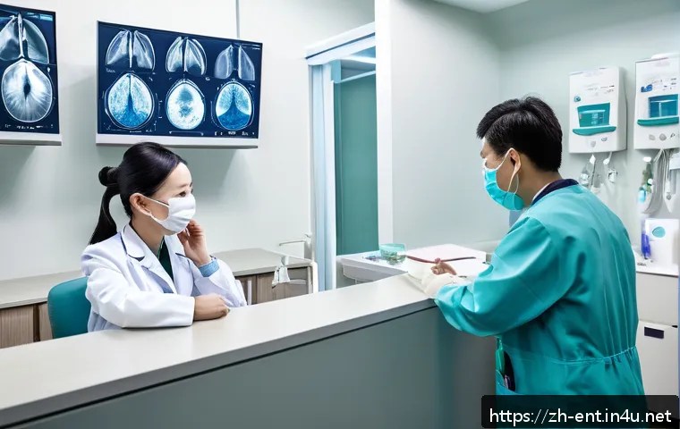 중이염 치료 병원 선택 기준 - A modern ENT (ear, nose, and throat) specialist clinic interior scene featuring advanced diagnostic ...